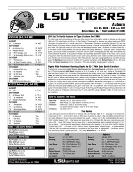 LSU Game Notes Vs. Auburn