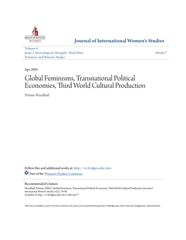 Global Feminisms, Transnational Political Economies, Third World Cultural Production Winnie Woodhull