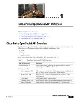 Cisco Pulse Opensocial API Overview