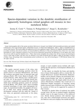 Species-Dependent Variation in the Dendritic Stratification of Apparently Homologous Retinal Ganglion Cell Mosaics in Two Neotel