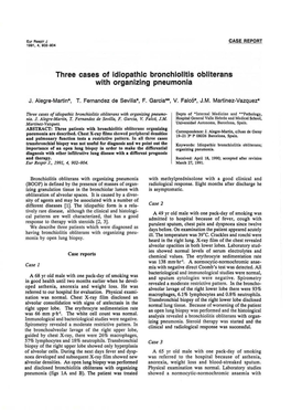 Three Cases of Idiopathic Bronchiolitis Obliterans with Organizing Pneumonia