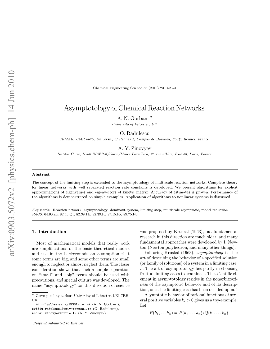 Asymptotology of Chemical Reaction Networks