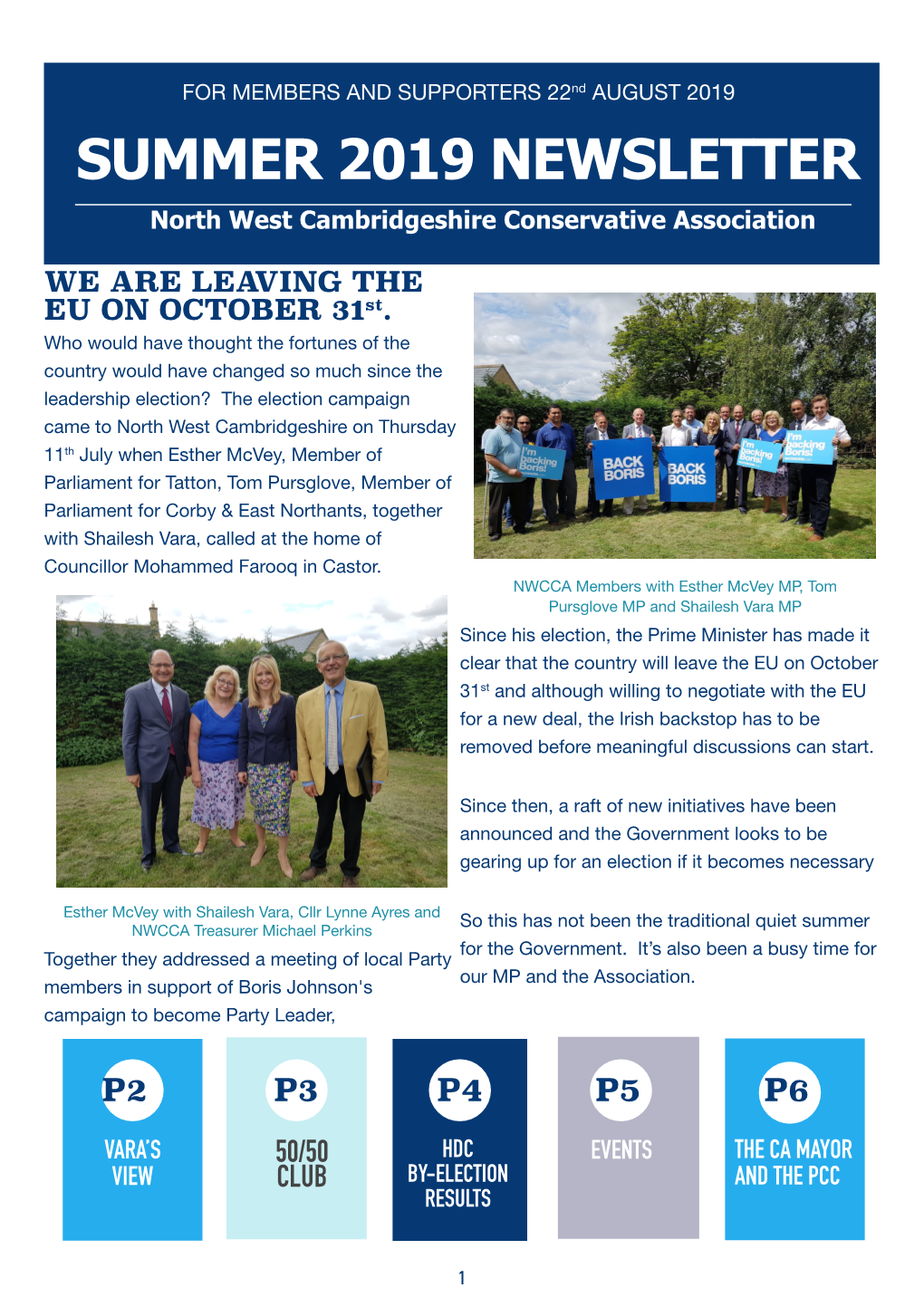 SUMMER 2019 NEWSLETTER North West Cambridgeshire Conservative Association