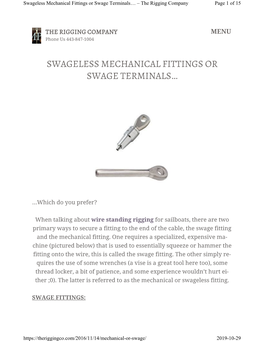 Swageless Mechanical Fittings Or Swage Terminals… – the Rigging Company Page 1 of 15