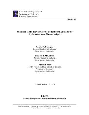 Variation in the Heritability of Educational Attainment: an International Meta-Analysis