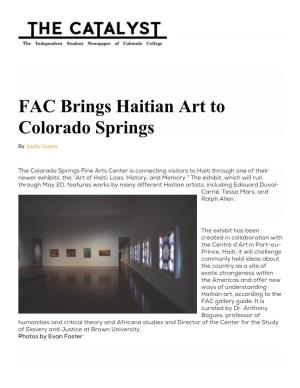 FAC Brings Haitian Art to Colorado Springs