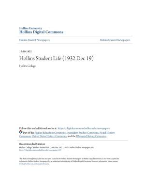Hollins Student Life (1932 Dec 19) Hollins College