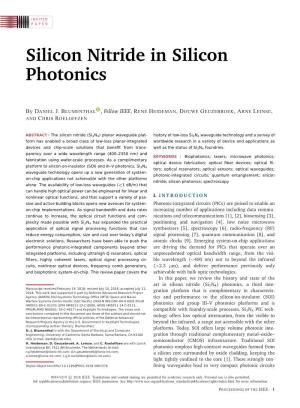 Silicon Nitride in Silicon Photonics