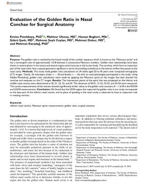 Evaluation of the Golden Ratio in Nasal Conchae for Surgical Anatomy
