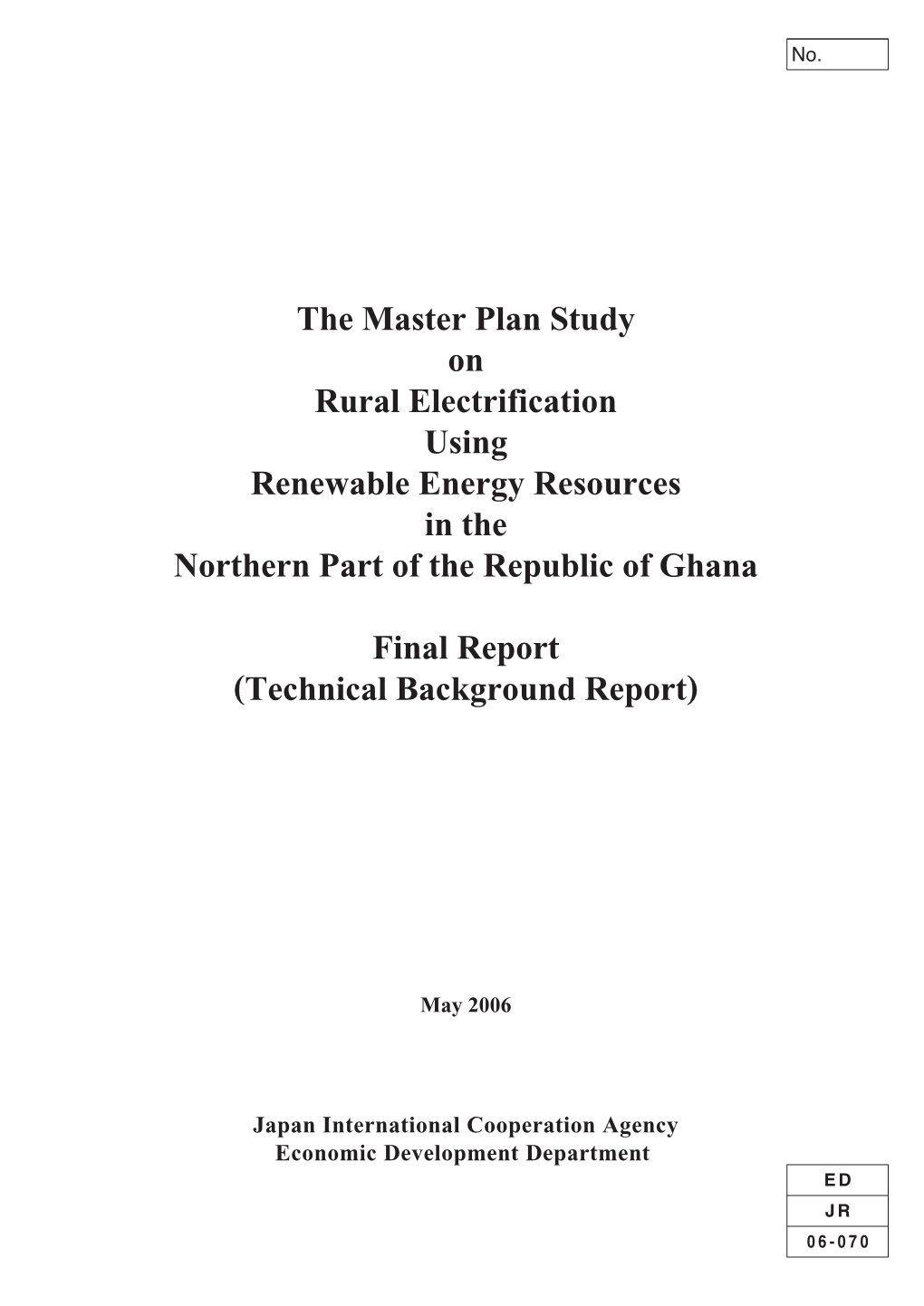 The Master Plan Study on Rural Electrification Using Renewable