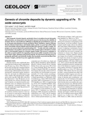 Genesis of Chromite Deposits by Dynamic Upgrading of Fe ± Ti Oxide Xenocrysts C.M