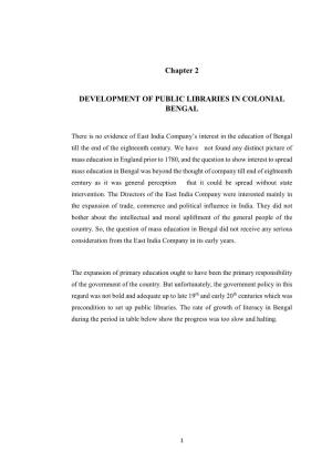 Chapter 2 DEVELOPMENT of PUBLIC LIBRARIES in COLONIAL