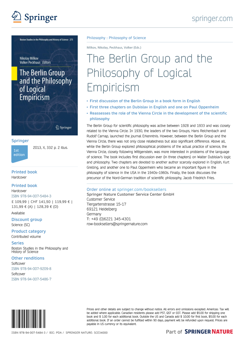 The Berlin Group and the Philosophy of Logical Empiricism