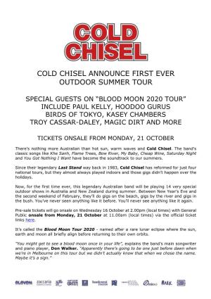 Cold Chisel Announce First Ever Outdoor Summer Tour