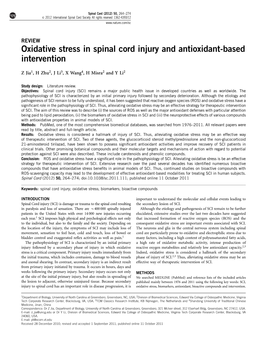 Oxidative Stress in Spinal Cord Injury and Antioxidant-Based Intervention