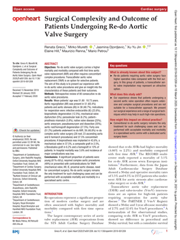 Surgical Complexity and Outcome of Patients Undergoing Re-Do Aortic