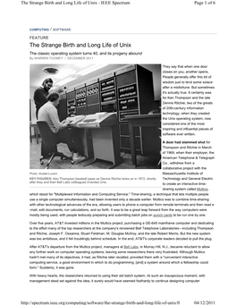 The Strange Birth and Long Life of Unix - IEEE Spectrum Page 1 of 6
