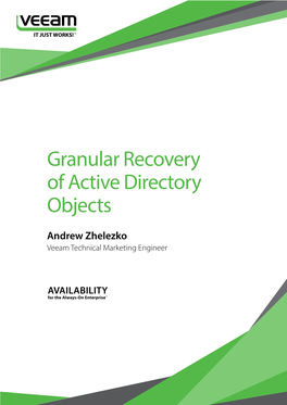 Granular Recovery of Active Directory Objects