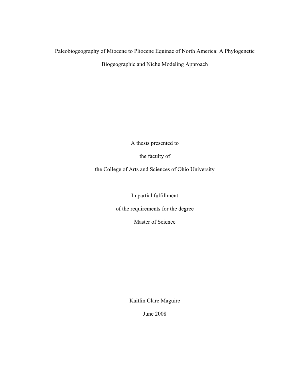 Paleobiogeography of Miocene to Pliocene Equinae of North America: a Phylogenetic