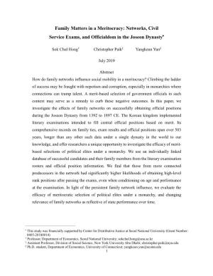 Networks, Civil Service Exams, and Officialdom in the Joseon Dynasty