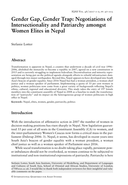 Negotiations of Intersectionality and Patriarchy Amongst Women Elites in Nepal