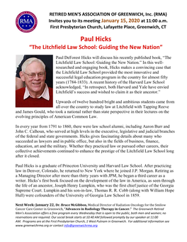 Paul Hicks “The Litchfield Law School: Guiding the New Nation”