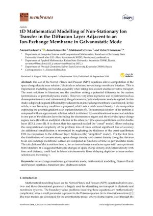 1D Mathematical Modelling of Non-Stationary Ion Transfer in the Diffusion Layer Adjacent to an Ion-Exchange Membrane in Galvanostatic Mode