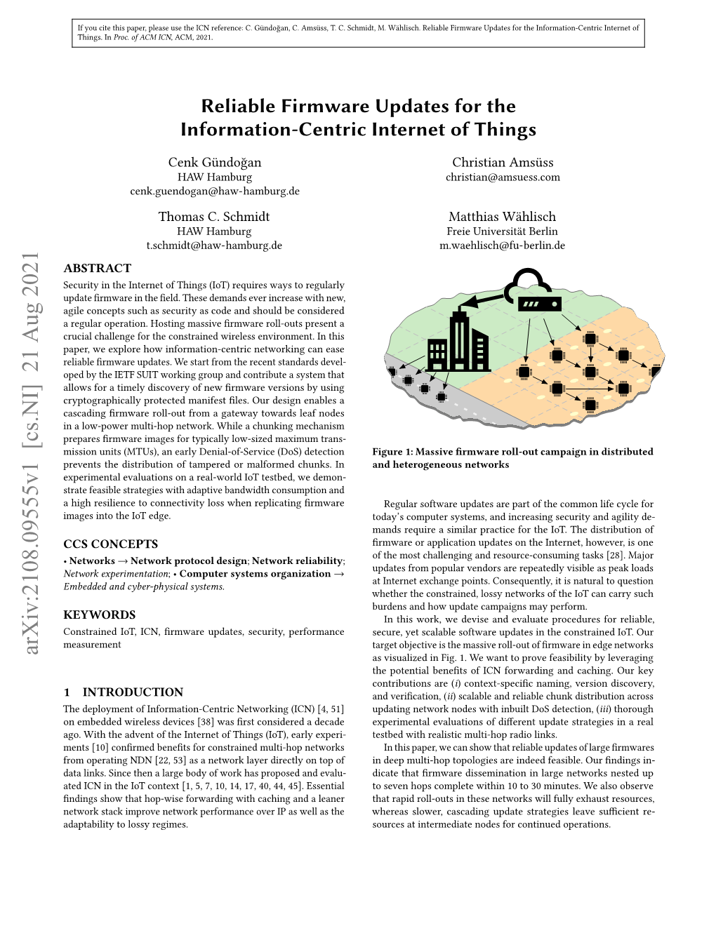 Reliable Firmware Updates for the Information-Centric Internet of Things