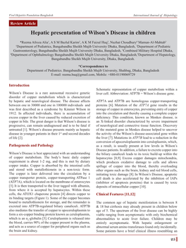 Hepatic Presentation of Wilson's Disease in Children