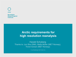 Arctic Requirements for High Resolution Reanalysis