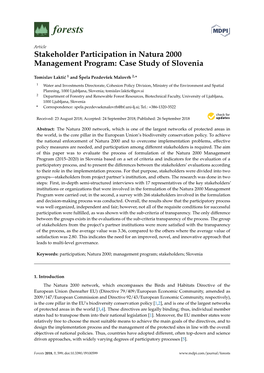 Stakeholder Participation in Natura 2000 Management Program: Case Study of Slovenia