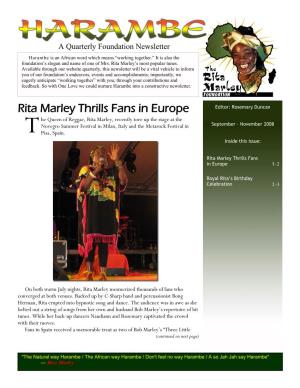 Rita Marley Thrills Fans in Europe
