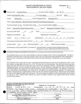 Maryland Historical Trust Nr-Eligibility Review Form