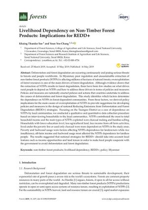 Livelihood Dependency on Non-Timber Forest Products: Implications for REDD+