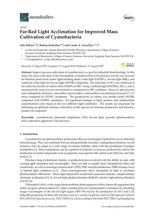 Far-Red Light Acclimation for Improved Mass Cultivation of Cyanobacteria