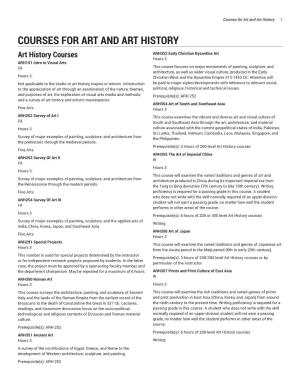 Courses for Art and Art History 1