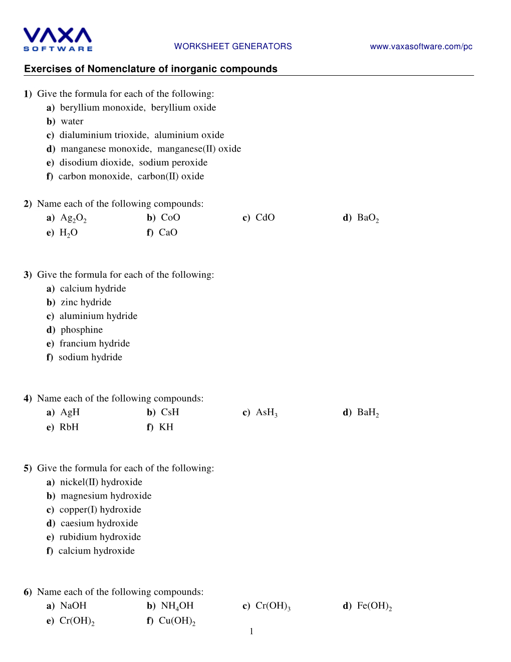 Nomenclature of Inorganic Compounds