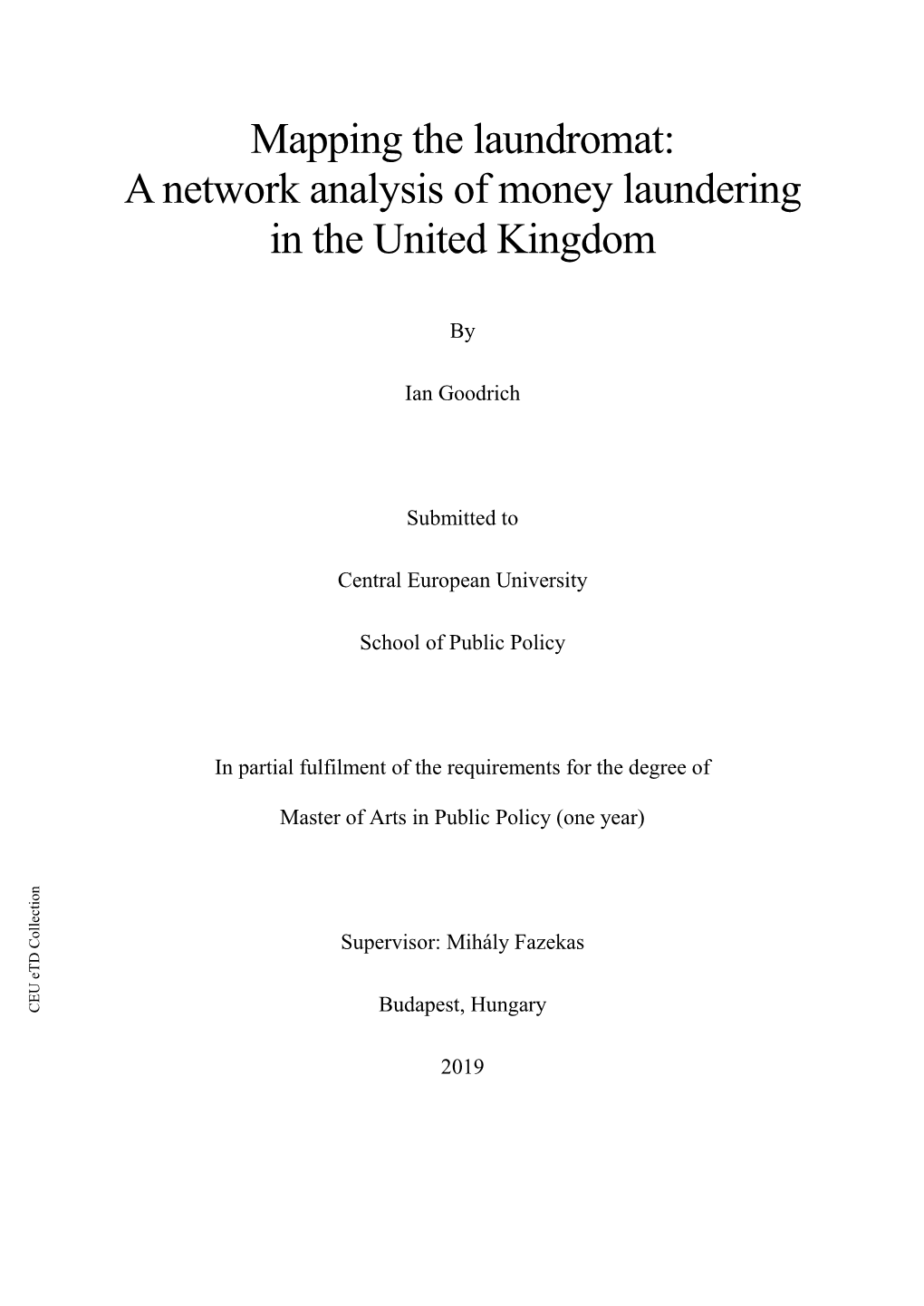 A Network Analysis of Money Laundering in the United Kingdom