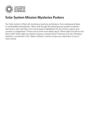 Solar System Mission Mysteries Posters