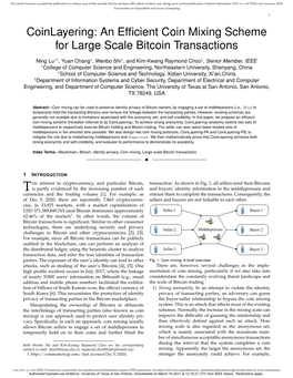 An Efficient Coin Mixing Scheme for Large Scale Bitcoin Transactions