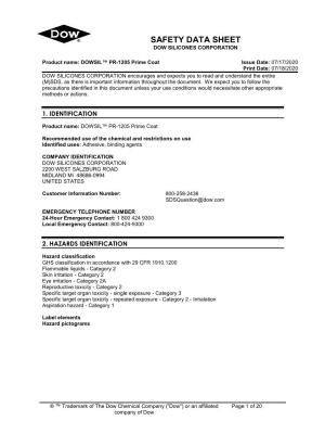 Safety Data Sheet Dow Silicones Corporation