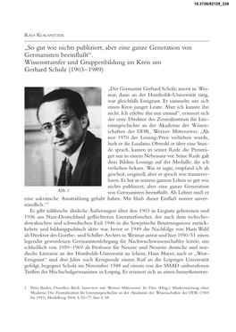 Wissenstransfer Und Gruppenbildung Im Kreis Um Gerhard Scholz (1903–1989)