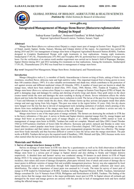 Integrated Management of Mango Stem Borer (Batocera Rufomaculata