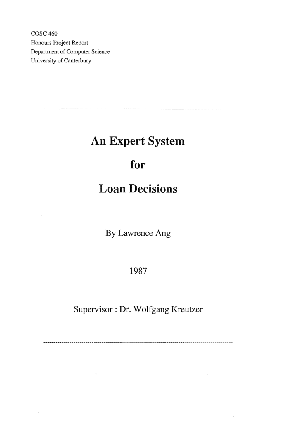 An Expert System for Loan Decisions