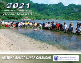 2021 Amerika Samoa Lunar Calendar Highlights 13 Ciﬁc Pelagic Fishery Ecosystem Plans