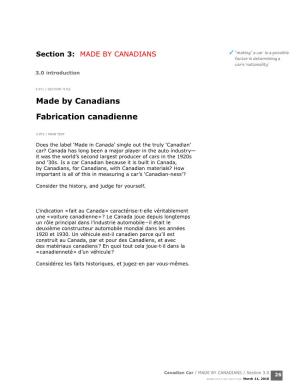 Made by Canadians Fabrication Canadienne