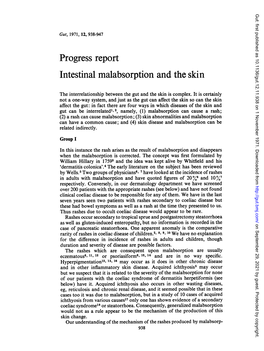 Progress Report Intestinal Malabsorption and the Skin