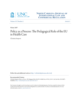 The Pedagogical Role of the EU in Health Care, 33 N.C