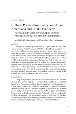 Reimagining Historic Preservation in Asian American and Pacific Islander Communities