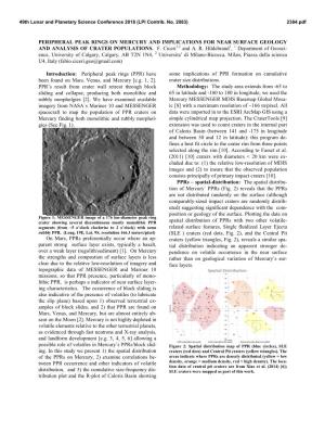 Peripheral Peak Rings on Mercury and Implications for Near Surface Geology and Analysis of Crater Populations